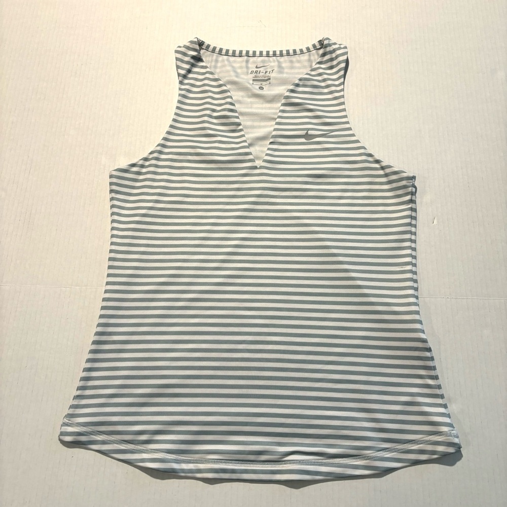 Nike Dri-Fit Racerback Striped Athletic Tank V-Neck Lined Front Maternity Size M